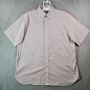 Daniel Cremieux Shirt Men XL Short Sleeve Buton Up Red‎ Black White Plaid